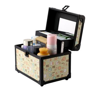 중국 Portable Makeup Train Case Aluminum Cosmetic Organizer Box with Mirror 판매용