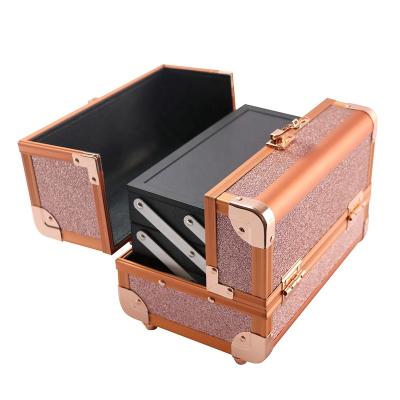 China Car cosmetic case aluminum alloy tattoo toolbox multi-layer large-capacity nail trolley storage beauty case travel for sale