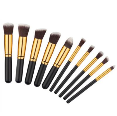 중국 10 pcs Wooden handle mini Makeup Brushes set custom private logo Cosmetic brushes Synthetic Nylon Hair makeup brushes set 판매용