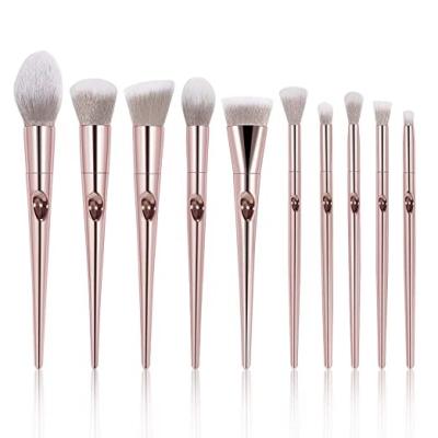 China Metal handle eyes Makeup Brushes set soft synthetic Cosmetics Brush Kit Super hot Gift Makeup Brush with Fingerprint 10 pcs Te koop