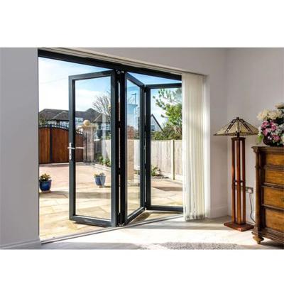 China Thermal Insulation Blh-83 Fast Delivery Commercial Folding Doors Room Dividers Horizontal Tempered Glass Folding Door For Home Balcon for sale