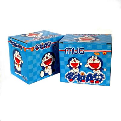 China Recycled Materials Square Blue Cartoon Color Print Mug Bottle Corrugated Paper Packaging Box for sale