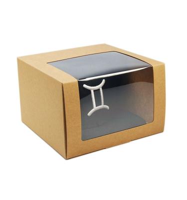 China Recycled Materials Hat Recycle Paper Packaging Kraft Cardboard Box With Transparent Window for sale