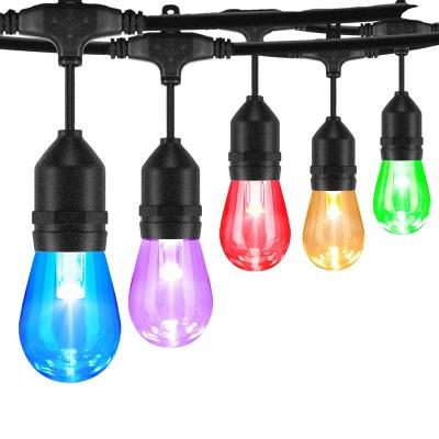 China 48ft Christmas Lights -24 LED Lighting RGB Solar Bulb S14 Outdoor Waterproof Garden Patio Bistros Decoration Led String Light for sale