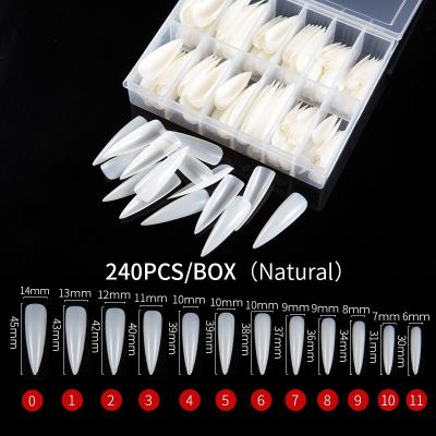 China 240/600Pcs High Quality Ballerina Set Full Cover False Nail Tips Long Coffin Ballerina Manicure Natural/Clear Extension Nails for sale