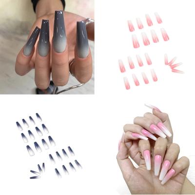 China Wholesale Hot Pink Hot Pink Extra Long Gradient Design Amazon Long Fake Nails for sale