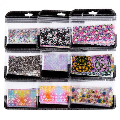 China Hot Selling Designs Manicure Finger Nail Decal Sticker DIY 3D Shiny Flower Tips 16Pcs/Set Nail Art Sticker for sale