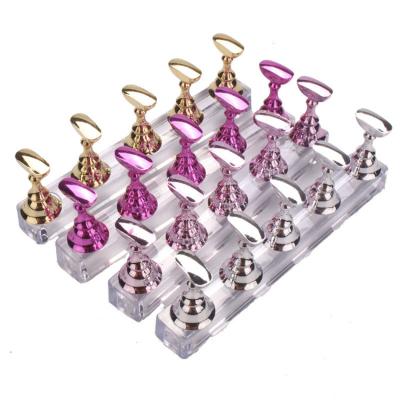 China Wholesale Nail Polish Art Prompt Holder Transparent Base Chessboard Display Finger Nail Art Blister Tray for sale