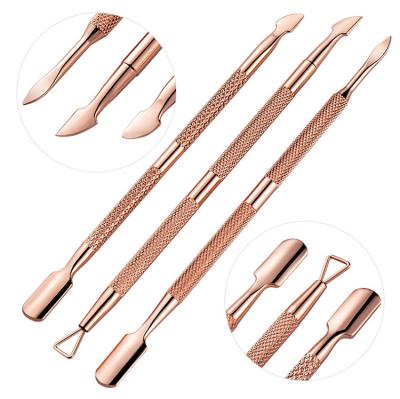 China Rose Gold Stainless Steel Double Head High Quality Single Head UV Gel Remover Dead Skin Cuticle Pusher for sale