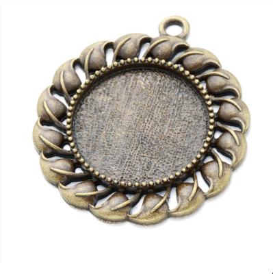 China Environmental Friendly Filigree Flower Base 25mm White Pendant Tray Charms Bezel for sale