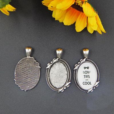 China White Silver Tone Fit Inlaid Pendant 18mmx25mm Cameo Lare Loop Diy Oval 2021 New Eco Friendly Antique for sale