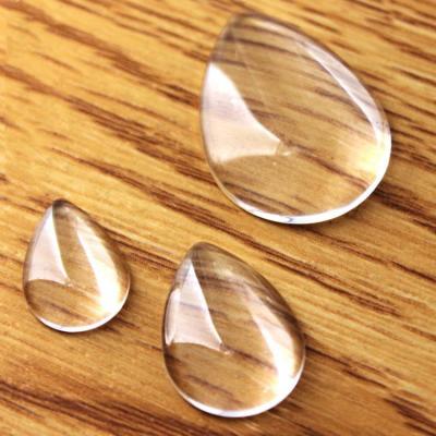 China 18mmx25mm Raindrop Clear Glass Cabochon Good Quality Clear Eco-Friendly Transparent Glass Cabochons for sale