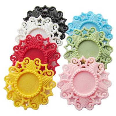 China Europe 8 Colors Round Flatback Resin Star Charm Finding Filigree Base Setting for sale