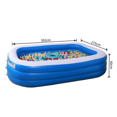 China Durable PVC Multi-Height Inflatable Summer Children's Rectangular Swimming Pool 262cm Play Pool for sale