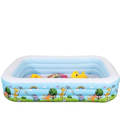 China PVC 120cm Rectangular Game Pool Four Layer Bubble Printing Bottom Family Swimming Pool Durable Inflatable Kids Summer Adults for sale