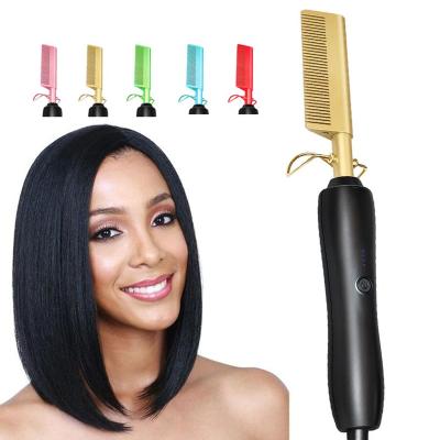 China Salon Home Multi-Function Straight Curling Straight Comb Professional Portable Fast Black Advanced Mini Heating Electric Hair Comb for sale