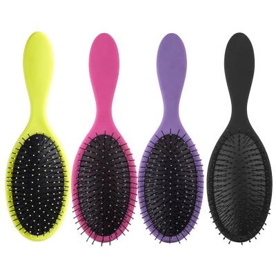 China Mini Waterproof Eco-Friendly Plastic Make Up Massage To Comb Women Waterproof Custom Rubber Handle Wet Pink Detangling Curly Hair Brush for sale