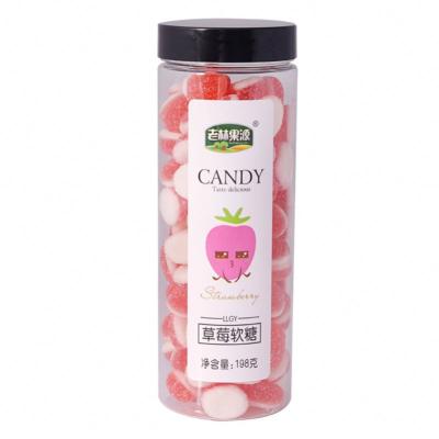 China Hot Sale 198g Natural And Sour Low Price Sweet Fruity Strawberry Dodge Gummy Candy for sale