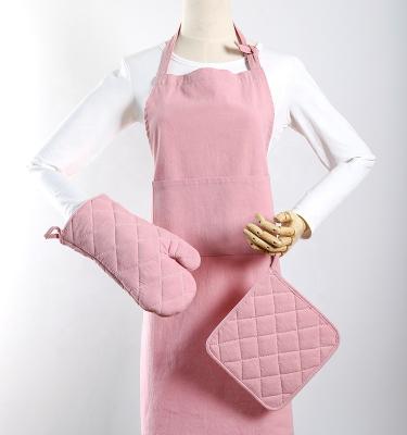 China Other Coffee Pink Natural Canvas Restaurant Apron Adjustable Cotton Bib Cooking Apron Kitchen for sale