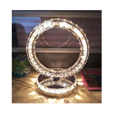 China Modern LED stripe bedroom popilion imperial luxury spanish glamorous touch crystal table lamp decoration rose crystal table lamp for sale