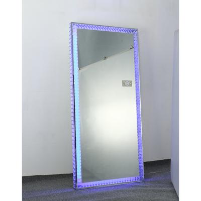 China Modern Luxurious Plus Size 190cm Wall Full Body Dress Led Light Large Full Floor Crystal Mirror for sale