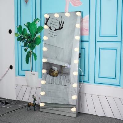 China CLASSIC Home Decor Large Full Length Dressing Room Mirror Floor Standing Hollywood Makeup Vanity Body Mirror With Bulbs for sale