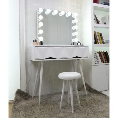 China Square Lighted Shape Hollywood Cosmetic Lit Desk Vanity Mirror Cosmetic Fancy Color Changed Lights For Salon for sale