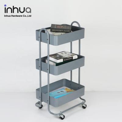 China Sustainable Three Tier Rolling Storage Cart Office Kitchen Bathroom Scene Use for sale