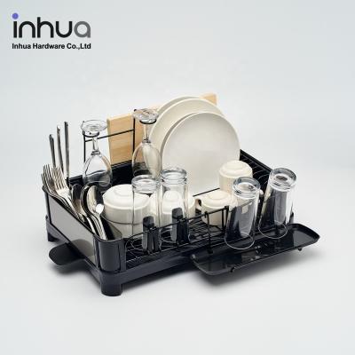 China Sustainable elegant and generous single-layer dish rack with automatic drain function, large capacity storage space, dish drain rack for sale