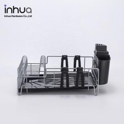 China Sustainable Kitchen Dish Storage Single Layer Rack With Rotating Drainage Function Dish Drain Drying Rack for sale