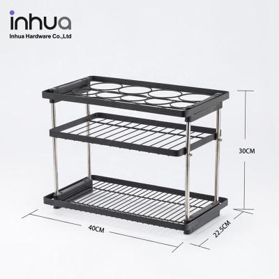 China Durable classic black kitchen double-layer spice rack powder-sprayed storage rack and iron finish for sale