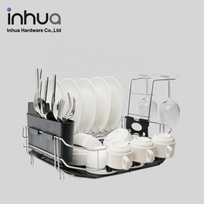 China High Quality Viable 304 Stainless Steel Dish Rack Kitchen Storage Dish Rack With Red Wine Rack And Cup Hilders for sale