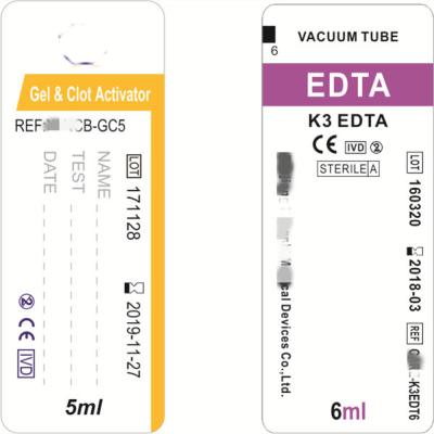 China 50-60mic PRP Blood Tube Labels Medical Label Stickers 10000pcs/Roll for sale