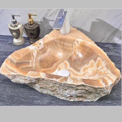 China Modern Hot Sale Aquarius Size Natural Shape Natural Stone Onyx Stone Bathroom Sink for sale