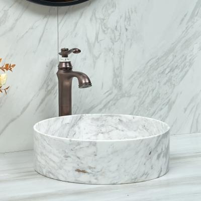 China Modern Traditional Slim Cylindrical Shape Natural Edge Stone Marble Countertop Sink for sale