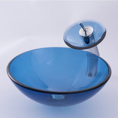 China Bathroom Art Vessel Glass Basin Tempered Lavatory Sink Glass Sink for sale