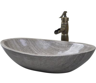 China Modern High Quality Natural Oval Marble Vessel Stone Sink for sale