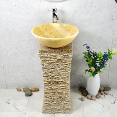 China European Marble Granite Bathroom Onyx Style Pedestal Basin Stone Sink for sale