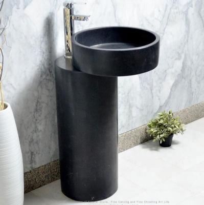 China European Style Freestanding Bathroom Sinks Single Modern Stone Pedestal Sink Pedestal Wash Basin for sale