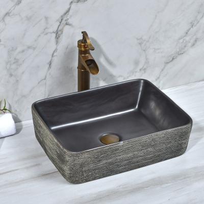 China Factory Direct Color Chinese Style Antique Black Artistic High Quality Design Chinese Style Rectangular Wash Basin for sale