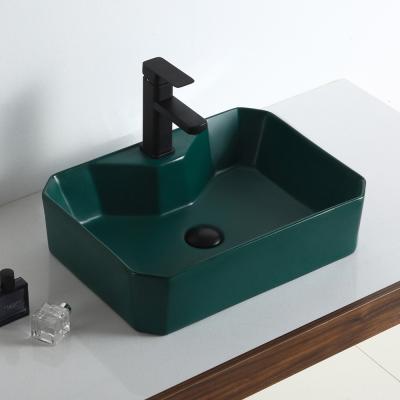 China Modern Rectangular Shape Bathroom Ceramic Green Color Wash Hand Sink Designs In India With Price for sale