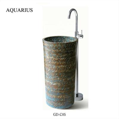 China European style new Jingdezhen art ceramic pedestal washbasin, ceramic washbasin, bathroom sink pedestal for sale