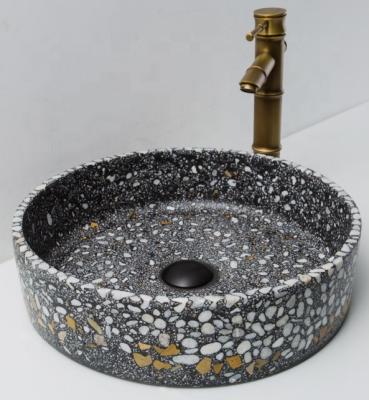 China New Style Countertop Terrazzo Basin Bathroom Modern Concrete Hand Wash Sink Round Basin for sale