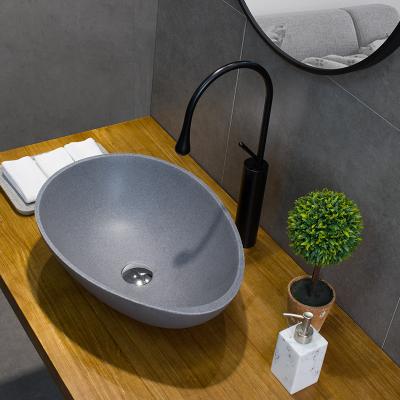 China Modern European Concrete Sandstone Terrazzo Sink Countertop Style Bathroom Hand Basin Material Sink for sale