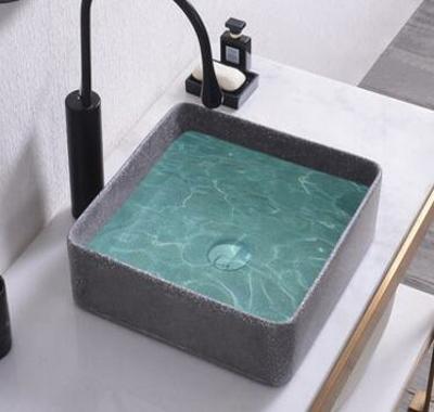 China Modern Gray Cement Bathroom Concrete Material Hand Square Sink for sale