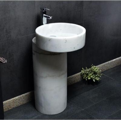 China China New Style European Style Pedestal Bathroom White Marble Natural Stone Sink for sale