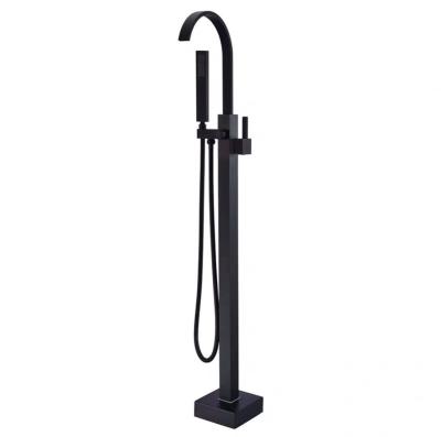 China Metered Faucets Black Modern Free Standing Bathtub Faucet Floor Standing Tub Faucet for sale