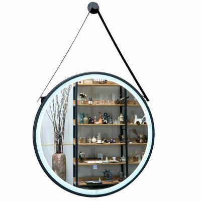 China Illuminated IP44 and CE Led Bathroom Light Mirror Hanging Wall Decorative Round Framed Mirror for sale