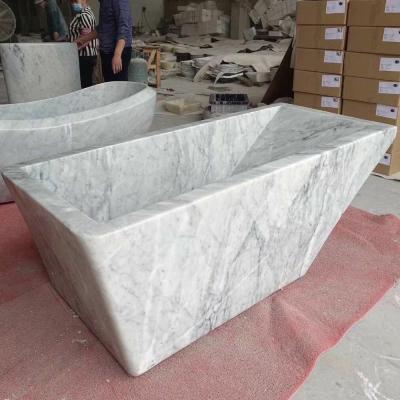 China White Marble Free Standing Bathtub Natural Stone Bathtub for sale