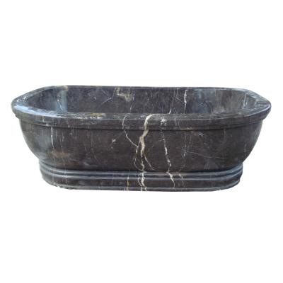 China Freestanding Black Colored Natural Granite Bathtub for sale